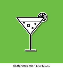 Cocktail sticker icon. Simple thin line, outline vector of alcohol drink icons for ui and ux, website or mobile application