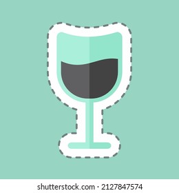 Cocktail Sticker in trendy line cut isolated on blue background