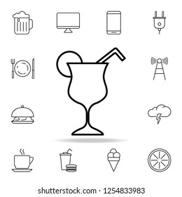 cocktail with a straw icon. Element of simple icon for websites, web design, mobile app, info graphics. Thin line icon for website design and development, app development on white background