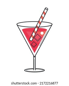 cocktail with straw icon isolated