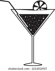 Cocktail with straw and lemon