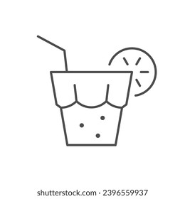 Cocktail with straw line icon