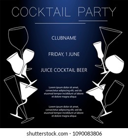 Cocktail summer night party flyer. Vector illustration eps 10