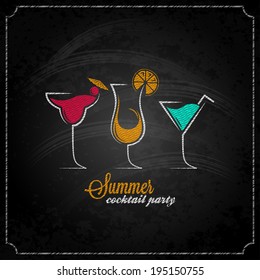 cocktail summer party chalk design menu background