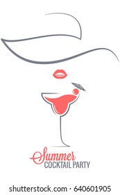 cocktail summer party logo menu background