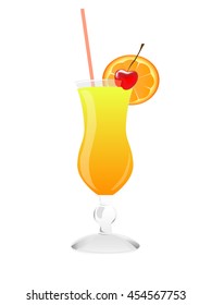 Cocktail. Summer tropical cocktail on isolated bakcgroung

