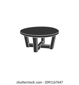 Cocktail Table Icon Silhouette Illustration. Furniture Round Desk Vector Graphic Pictogram Symbol Clip Art. Doodle Sketch Black Sign.