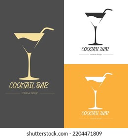 Cocktail. Vorlage für ein Logo, ein Etikett, ein Emblem oder einen Aufkleber. Visualisierung für Menüs, Websites und Anwendungen. Flachstil