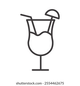 Cocktail thin liner icon vector.