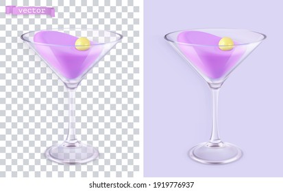 Cóctel en un objeto vectorial 3d de vidrio transparente