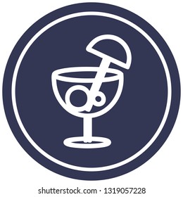 cocktail with umbrella circular icon symbol