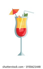 Cocktail With Umbrella Drink Icon