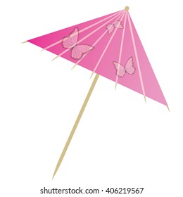 Cocktail umbrella isolated on white background, vector illustration