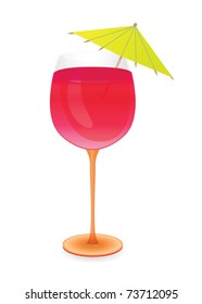 Cocktail with umbrella  - vector illustration