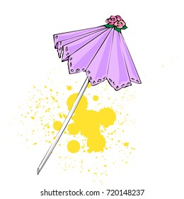 Cocktail umbrella. vector illustration. Cocktail umbrella sketch.
