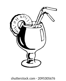Cocktail. Vector clipart. Hand drawn