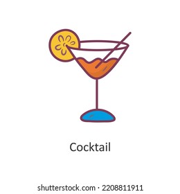 Cocktail Vector Filled outline Icon Design illustration. Travel Symbol on White background EPS 10 File