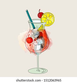 Cocktail vector hand draw illustration. Drink isolated.