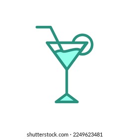 cocktail vector. cocktail icon, bar, drink and beverage. flat style - stock vector.	