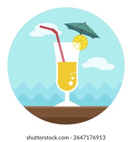Cocktail vector icon. Beach. Summer. Summertime. Holiday. Vacation, eps 10