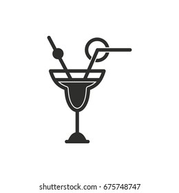 Cocktail vector icon. Black illustration isolated on white background for graphic and web design.