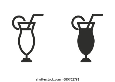 Cocktail vector icon. Black illustration isolated on white background for graphic and web design.