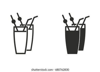 Cocktail vector icon. Black illustration isolated on white background for graphic and web design.