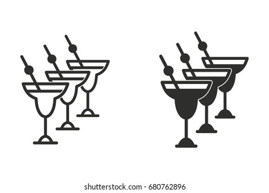 Cocktail vector icon. Black illustration isolated on white background for graphic and web design.