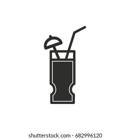 Cocktail vector icon. Black illustration isolated on white background for graphic and web design.