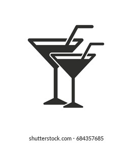 Cocktail vector icon. Black illustration isolated on white background for graphic and web design.