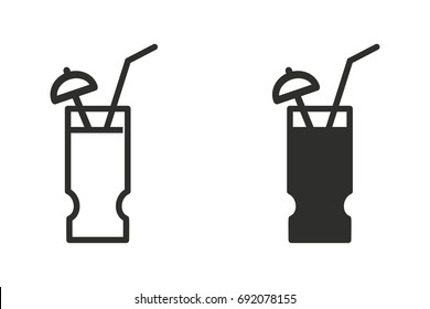 Cocktail vector icon. Black illustration isolated on white background for graphic and web design.
