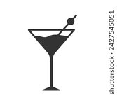 cocktail vector icon. black isolated white background