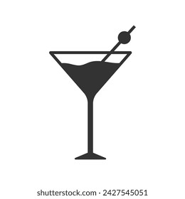 cocktail vector icon. black isolated white background