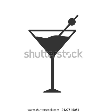 cocktail vector icon. black isolated white background