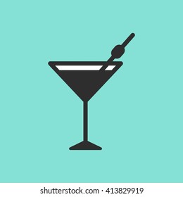 Cocktail    vector icon. Illustration isolated on green  background for graphic and web design.