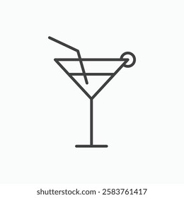 Cocktail vector icon isolated in black line