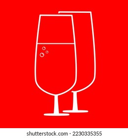 cocktail vector icon isolated on red background, vector illustration