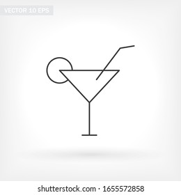 cocktail vector icon line linear style on the background. Best icon 10 eps illustration