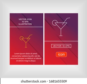 cocktail vector icon line linear style on the background. Best icon 10 eps illustration