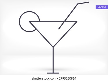 cocktail  vector icon line linear style on the background. Best icon 10 eps illustration 