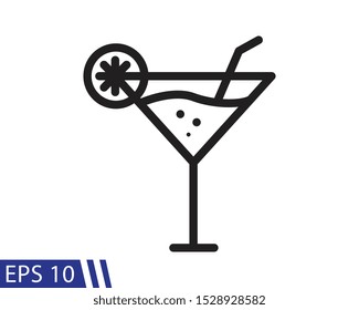 Cocktail vector icon line style black. EPS 10