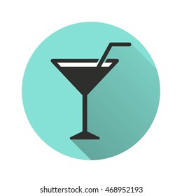 Cocktail vector icon with long shadow. Illustration isolated for graphic and web design.