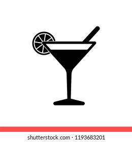 Cocktail vector icon, martini symbol. Simple, flat design for web or mobile app