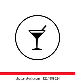 Cocktail vector icon, martini symbol. Simple, flat design for web or mobile app