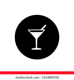 Cocktail vector icon, martini symbol. Simple, flat design for web or mobile app