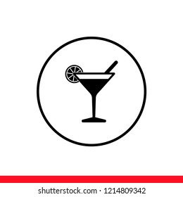Cocktail vector icon, martini symbol. Simple, flat design for web or mobile app