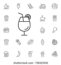 Cocktail vector icon on the white background. Simple Set of FAST FOOD Vector Line Icons.