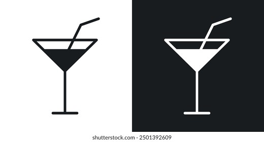 Icono de Vector de cóctel en color negro.