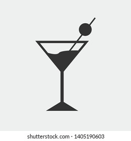 Cocktail vector icon solid grey