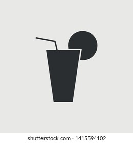 Cocktail vector icon solid grey